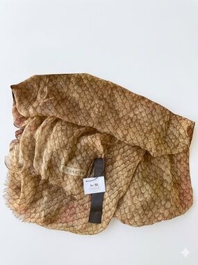 Coach Gold-Brown Patterned Lightweight Scarf